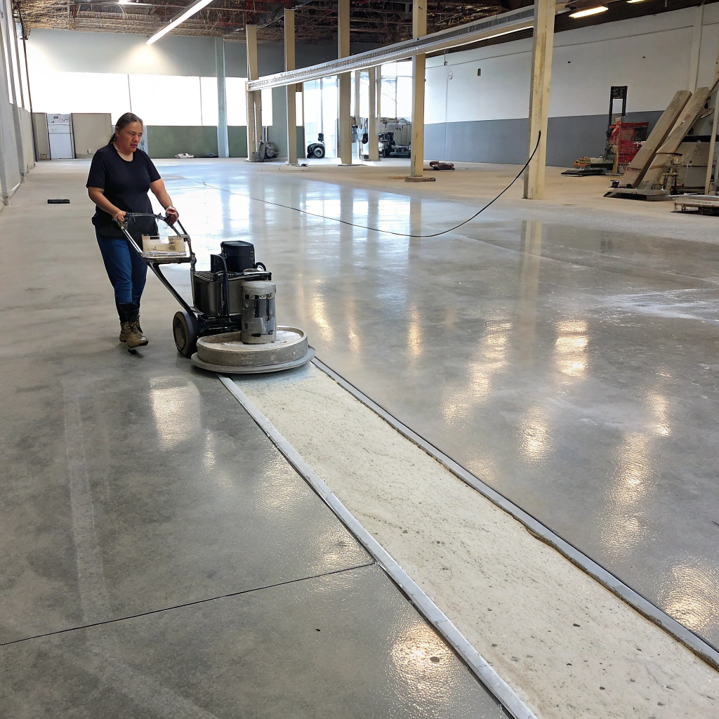 Diamond grinding machine on concrete floor during surface preparation Hobart