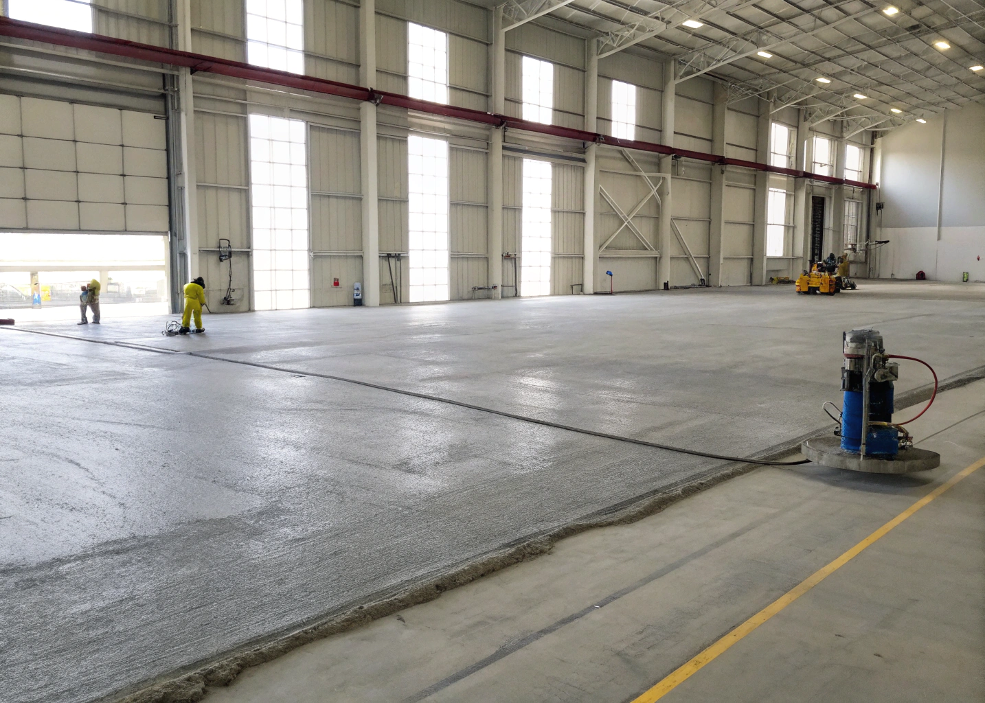 Large hangar floor shot blasting surface preparation Hobart before epoxy coating installation