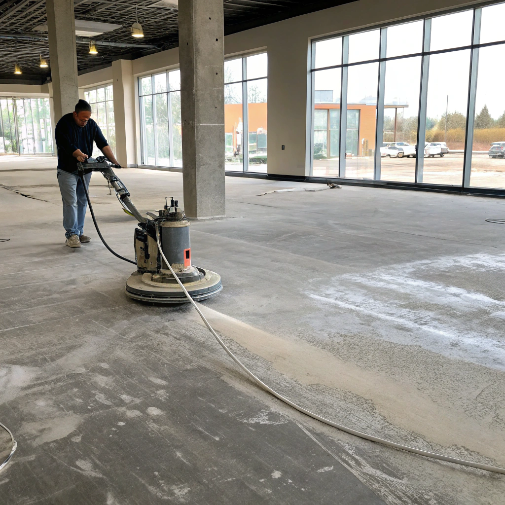 diamond grinding concrete floor preparation in a Hobart retail tenancy