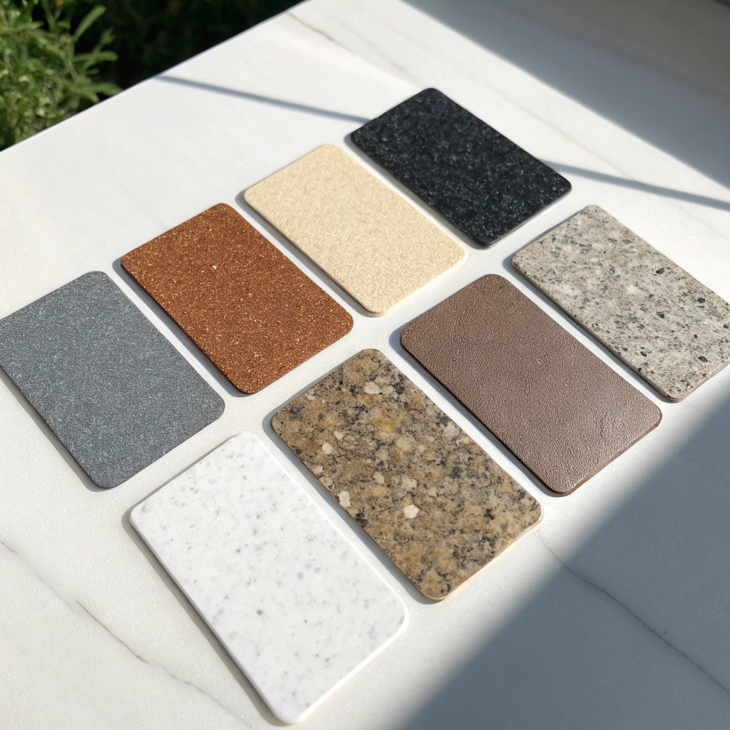 flake epoxy colour blend options available in Hobart showing grey charcoal and neutral tone combinations