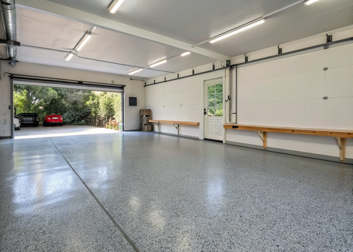 Non-slip epoxy floor coating applied to a residential garage floor in Hobart