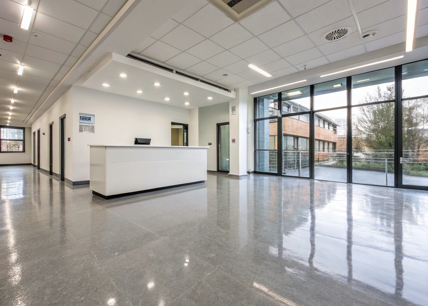 Seamless epoxy floor in a modern Hobart office reception area