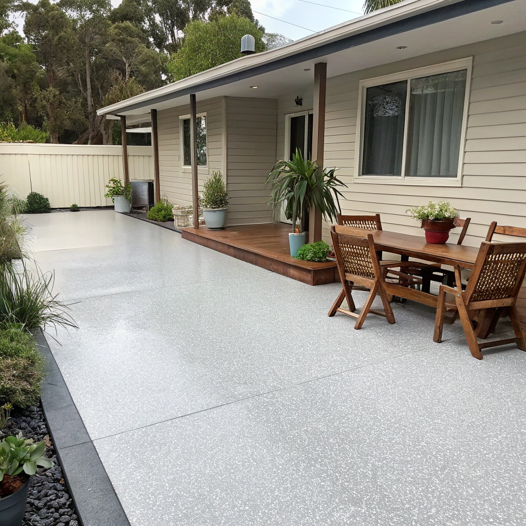 patio epoxy coating Hobart residential outdoor entertaining area with flake finish